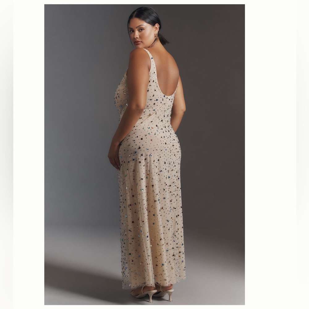 ANTHROPOLOGIE | Let Me Be Bejeweled Mesh Maxi Dress - Picture 2 of 8